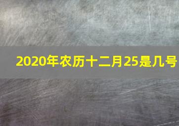 2020年农历十二月25是几号