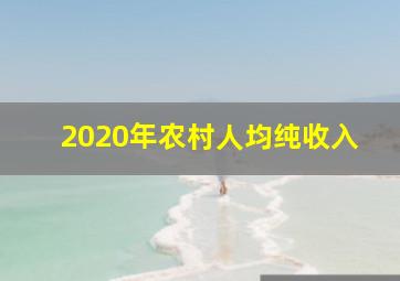 2020年农村人均纯收入