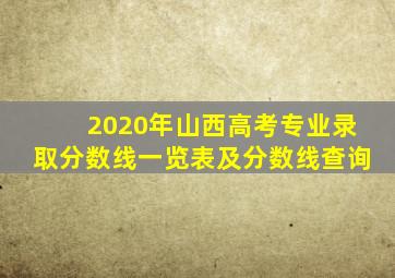 2020年山西高考专业录取分数线一览表及分数线查询