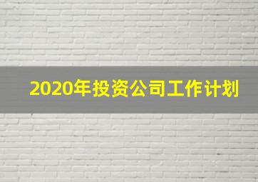 2020年投资公司工作计划