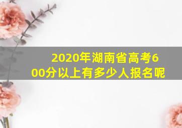 2020年湖南省高考600分以上有多少人报名呢