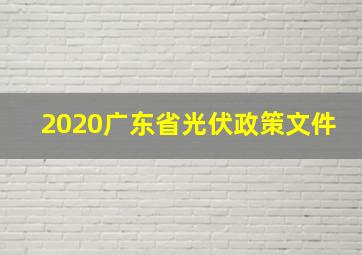 2020广东省光伏政策文件