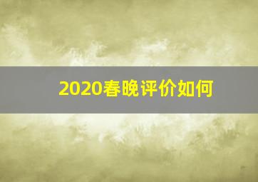 2020春晚评价如何