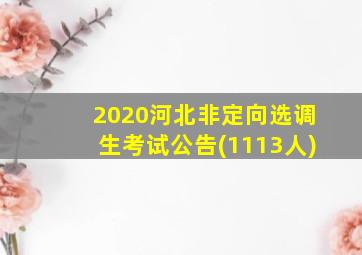 2020河北非定向选调生考试公告(1113人)