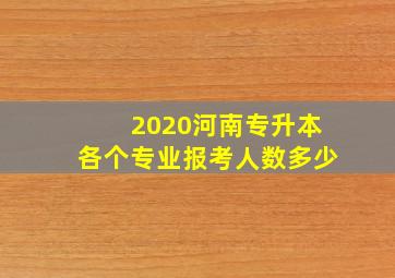 2020河南专升本各个专业报考人数多少