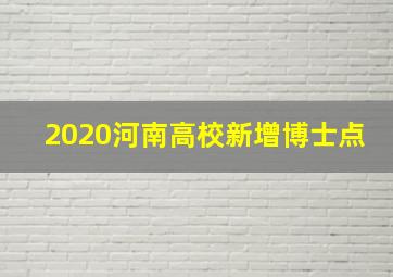 2020河南高校新增博士点