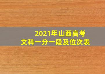 2021年山西高考文科一分一段及位次表