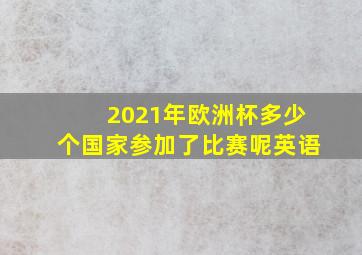 2021年欧洲杯多少个国家参加了比赛呢英语