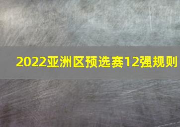 2022亚洲区预选赛12强规则