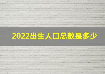 2022出生人口总数是多少