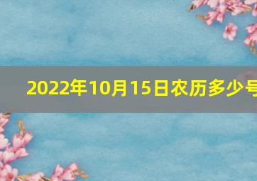 2022年10月15日农历多少号