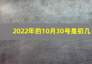 2022年的10月30号是初几