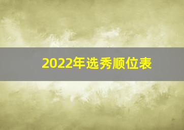 2022年选秀顺位表