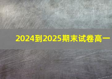 2024到2025期末试卷高一