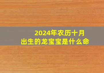 2024年农历十月出生的龙宝宝是什么命