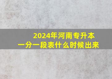 2024年河南专升本一分一段表什么时候出来