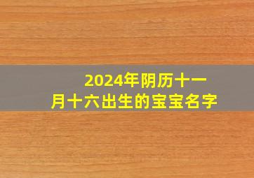 2024年阴历十一月十六出生的宝宝名字