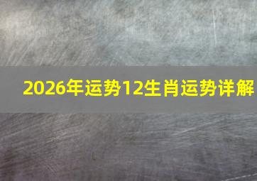 2026年运势12生肖运势详解