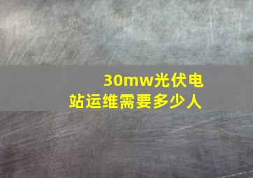 30mw光伏电站运维需要多少人