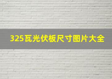 325瓦光伏板尺寸图片大全