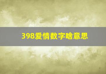 398爱情数字啥意思