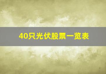 40只光伏股票一览表