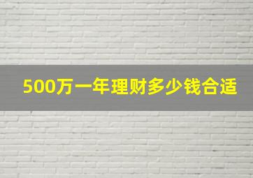 500万一年理财多少钱合适