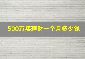 500万买理财一个月多少钱