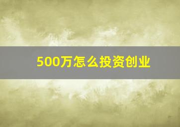 500万怎么投资创业