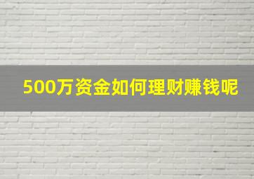 500万资金如何理财赚钱呢