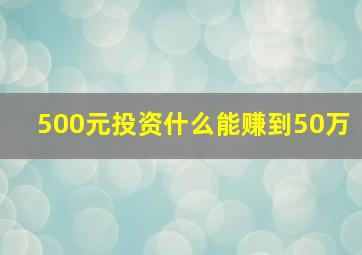 500元投资什么能赚到50万