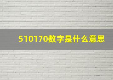 510170数字是什么意思