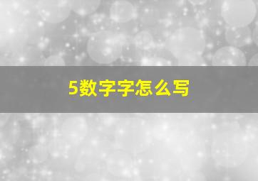 5数字字怎么写