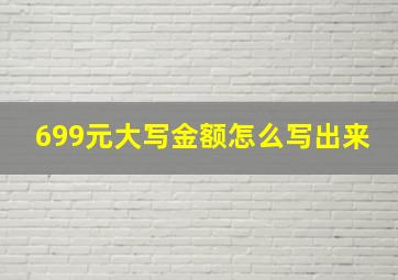 699元大写金额怎么写出来