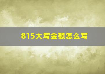 815大写金额怎么写