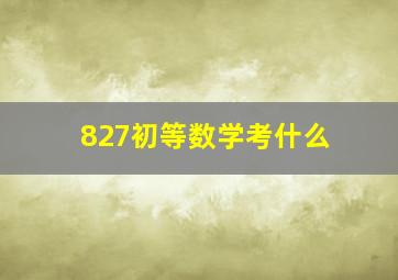 827初等数学考什么