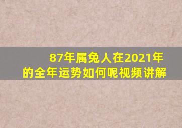 87年属兔人在2021年的全年运势如何呢视频讲解