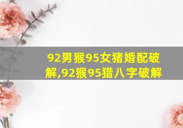 92男猴95女猪婚配破解,92猴95猎八字破解