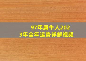 97年属牛人2023年全年运势详解视频