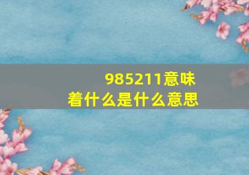 985211意味着什么是什么意思