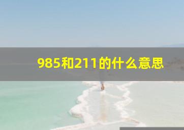 985和211的什么意思