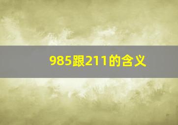 985跟211的含义