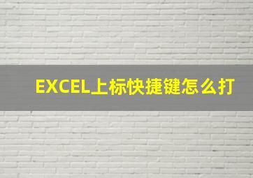 EXCEL上标快捷键怎么打