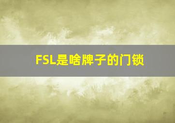 FSL是啥牌子的门锁