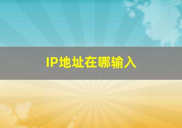 IP地址在哪输入