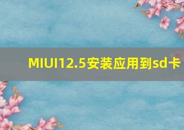 MIUI12.5安装应用到sd卡