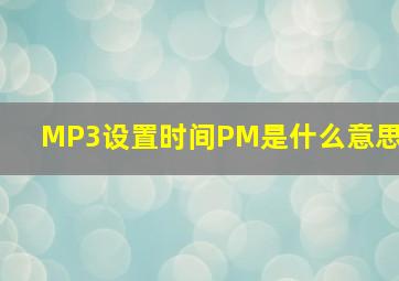 MP3设置时间PM是什么意思