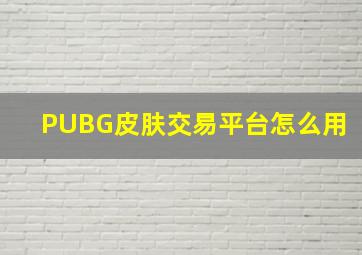 PUBG皮肤交易平台怎么用