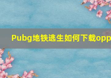 Pubg地铁逃生如何下载oppo