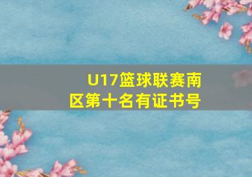 U17篮球联赛南区第十名有证书号